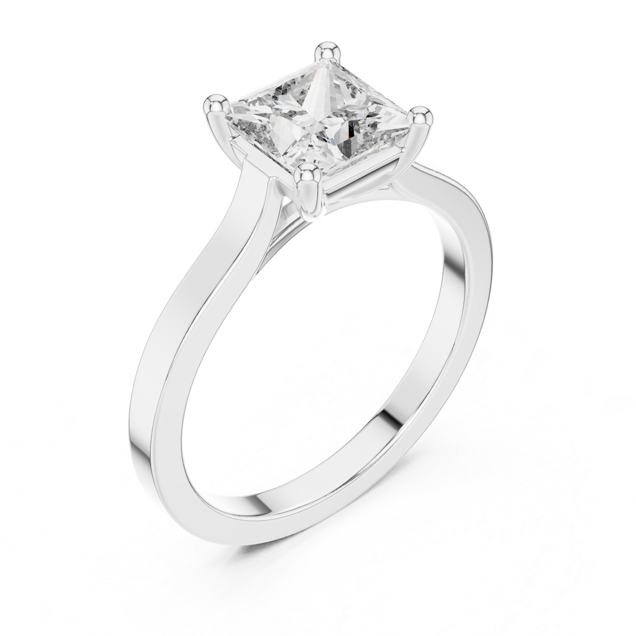 Classic Princess-Cut Solitaire Moissanite Engagement Ring