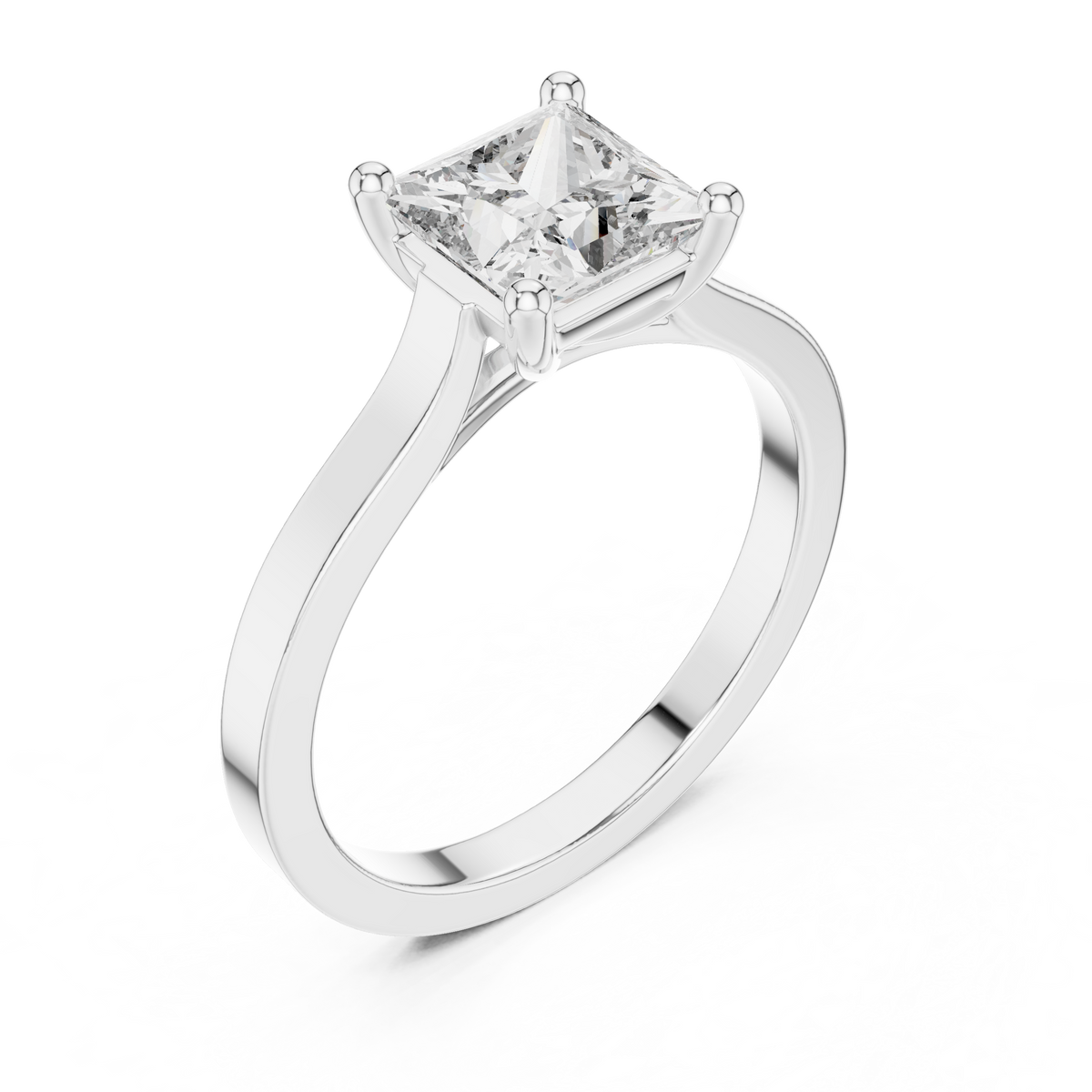 Classic Princess-Cut Solitaire Moissanite Engagement Ring