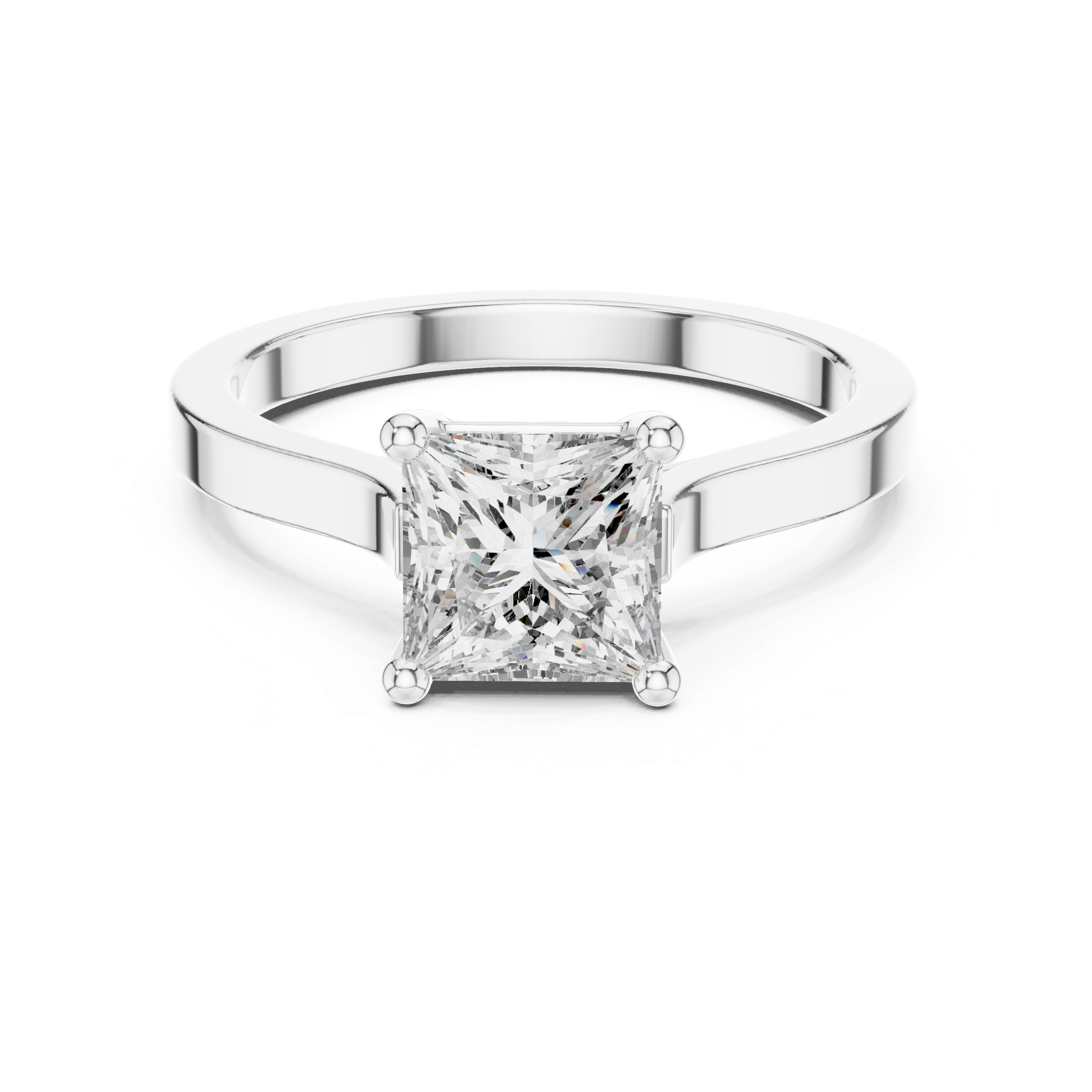 Classic Princess-Cut Solitaire Moissanite Engagement Ring