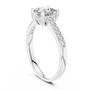 Princess-Cut Solitaire Engagement Ring with Diamond Studded Shank