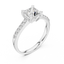 Princess-Cut Solitaire Engagement Ring with Diamond Studded Shank