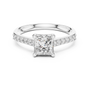 Princess-Cut Solitaire Engagement Ring with Diamond Studded Shank