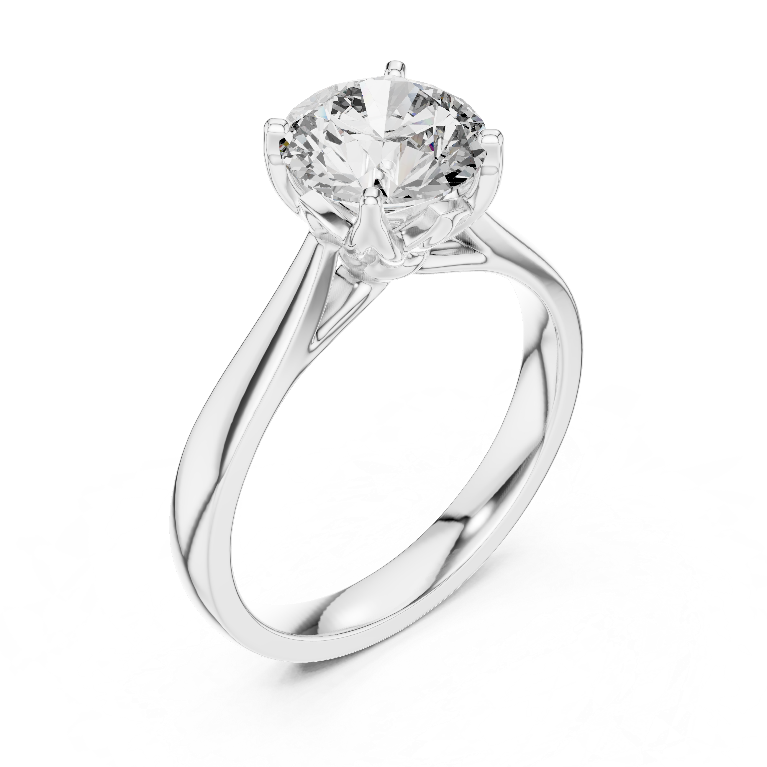 The "Amore Mio" Cathedral Lotus Solitaire Round Moissanite Engagement Ring