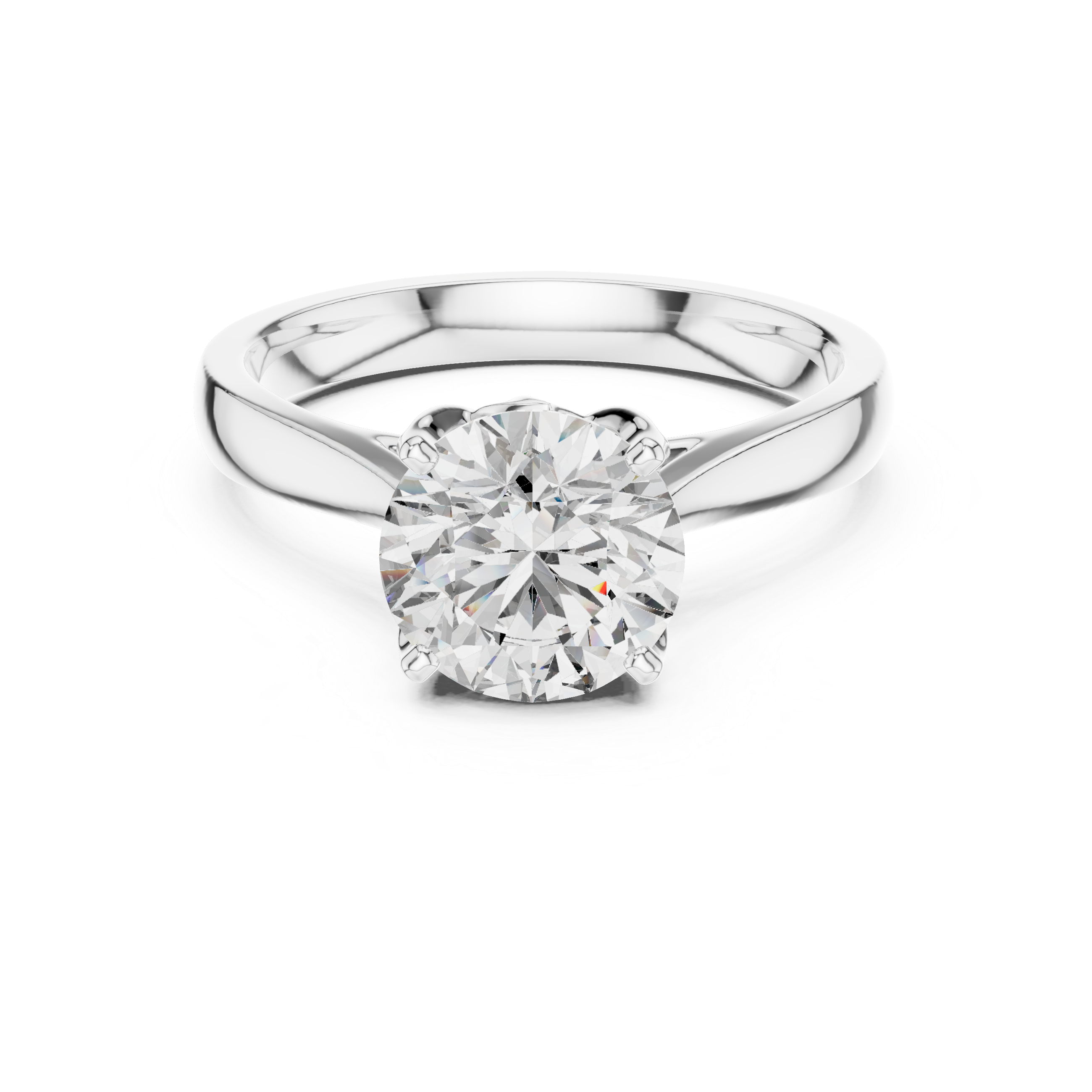 The "Amore Mio" Cathedral Lotus Solitaire Round Moissanite Engagement Ring