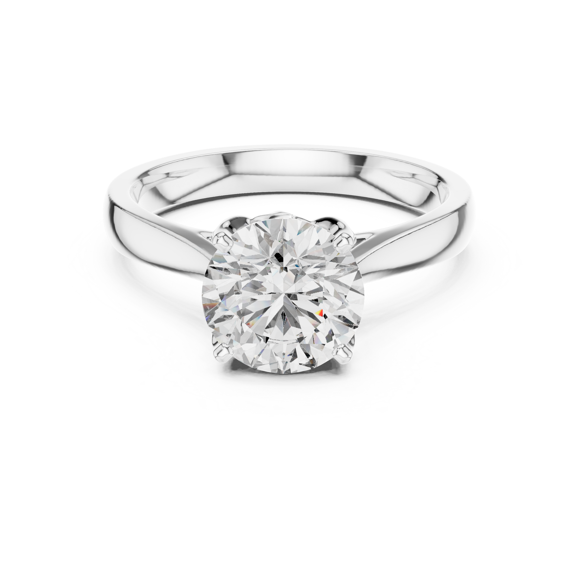 The "Amore Mio" Cathedral Lotus Solitaire Round Moissanite Engagement Ring