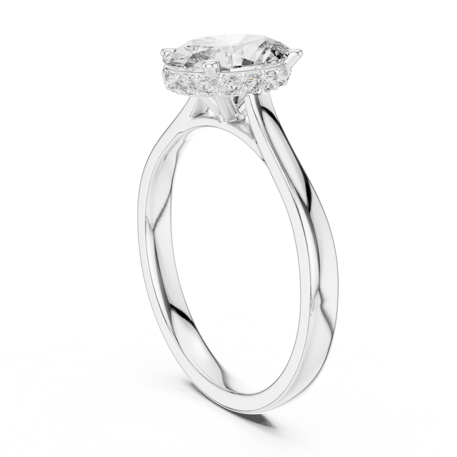 The Celestial Oval Solitaire Hidden Halo Engagement Ring for Women