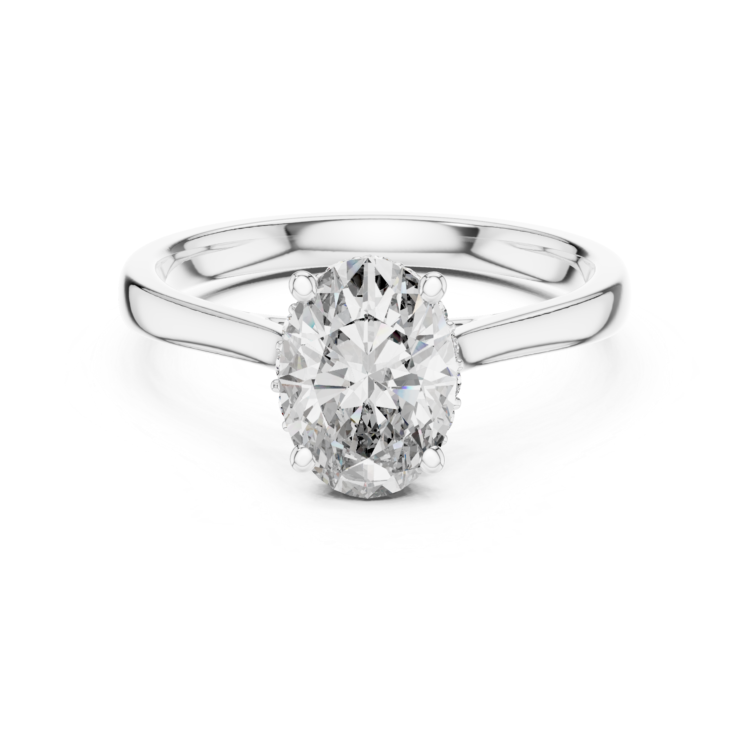 The Celestial Oval Solitaire Hidden Halo Engagement Ring for Women