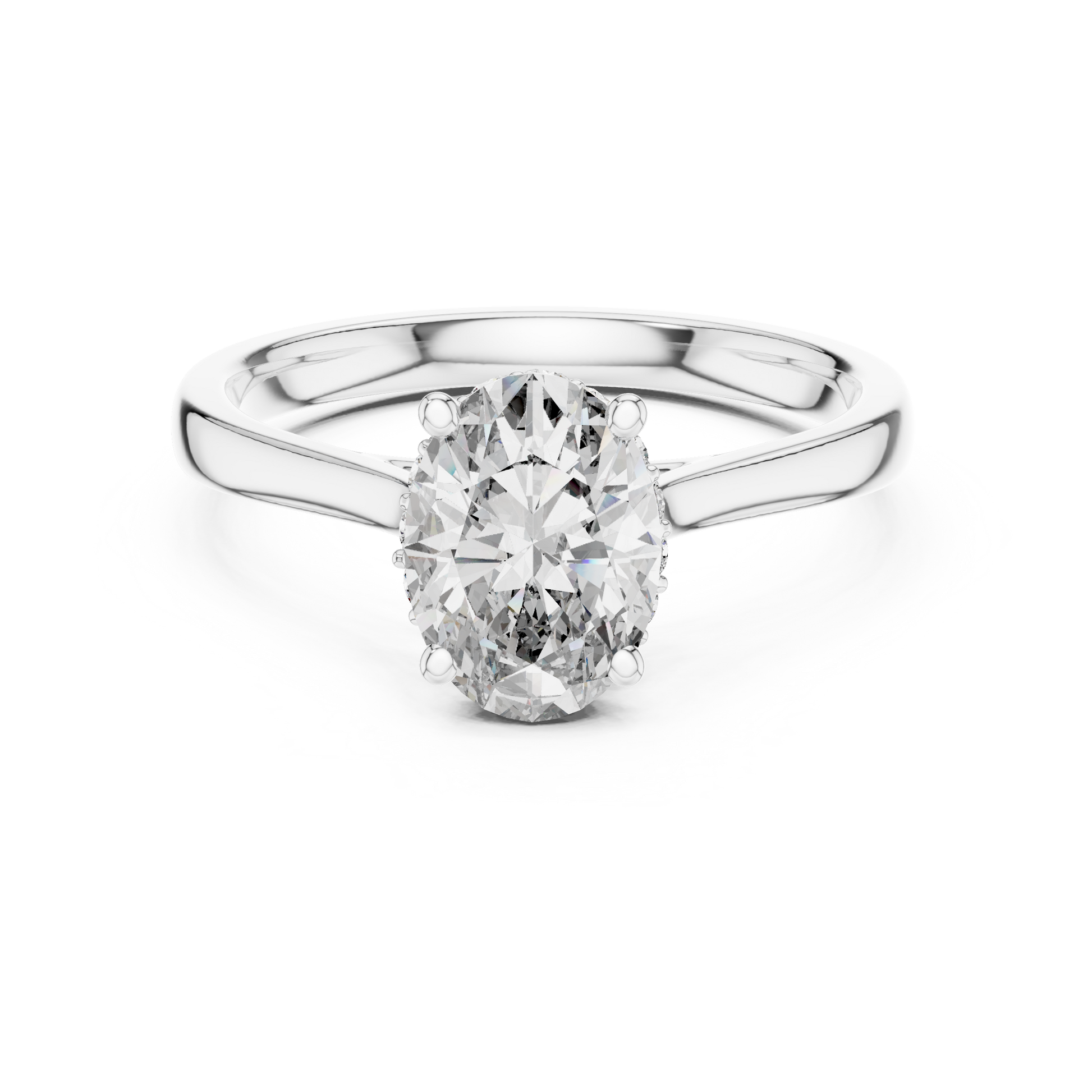 The Celestial Oval Solitaire Hidden Halo Engagement Ring for Women