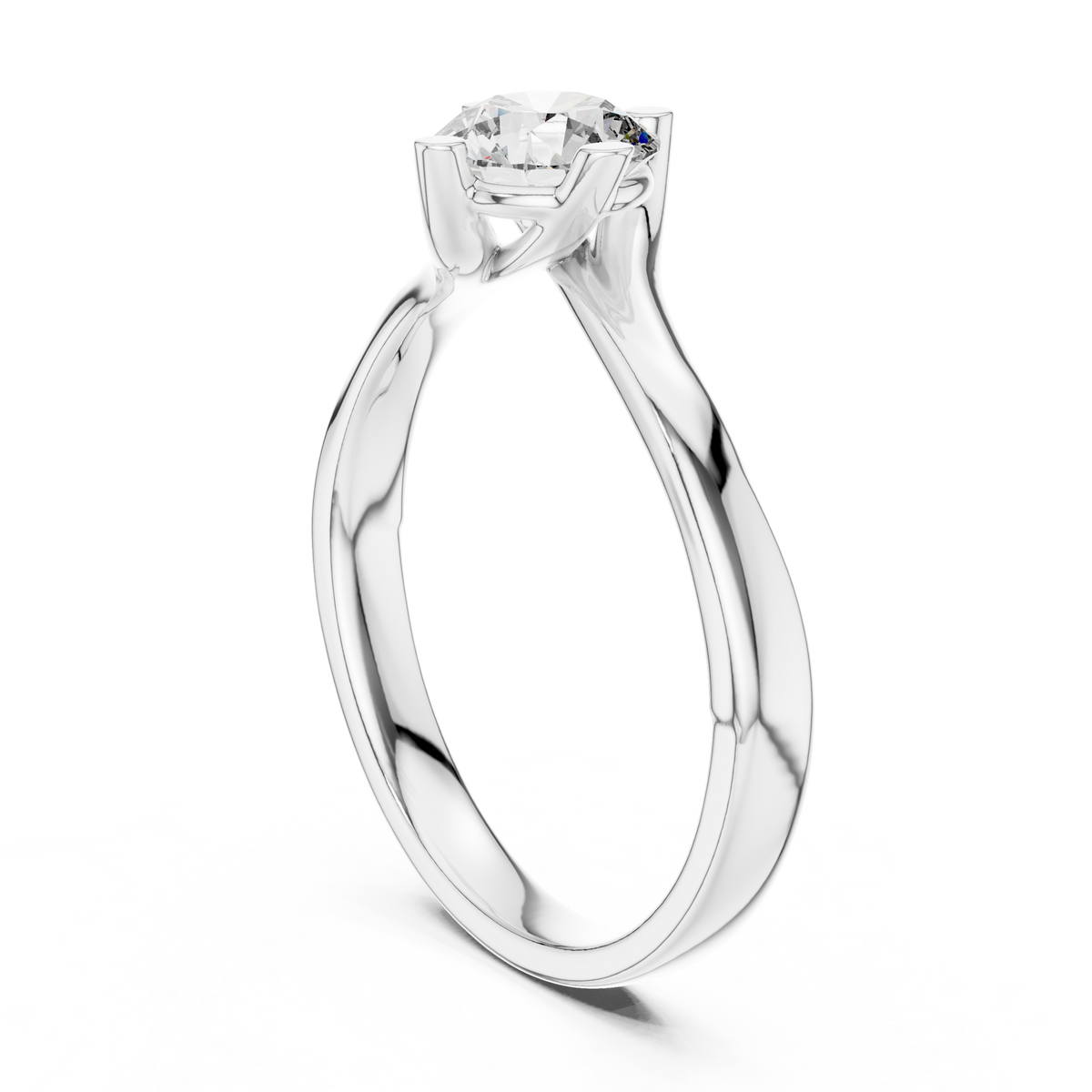 Elegant Bypass Solitaire Round-Cut Engagement Ring in 925 Sterling Silver