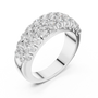 Multi-row Round Cut Moissanite Sterling Silver Half Eternity Anniversary Wedding Band