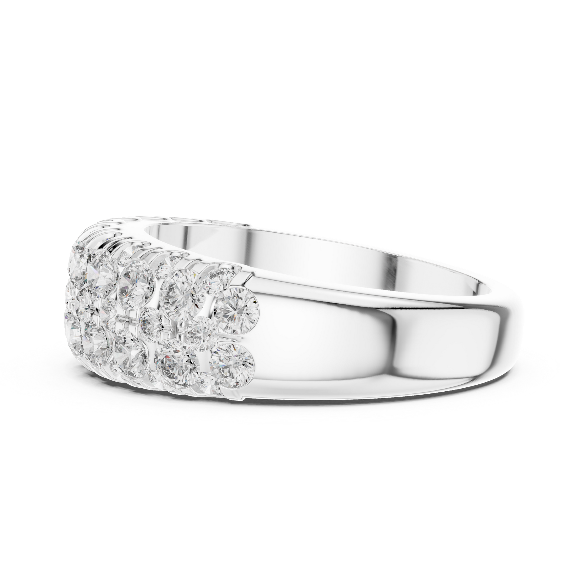 Multi-row Round Cut Moissanite Sterling Silver Half Eternity Anniversary Wedding Band
