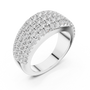 Multi-row Pavé Setting Round Cut Moissanite Sterling Silver Anniversary Wedding Band