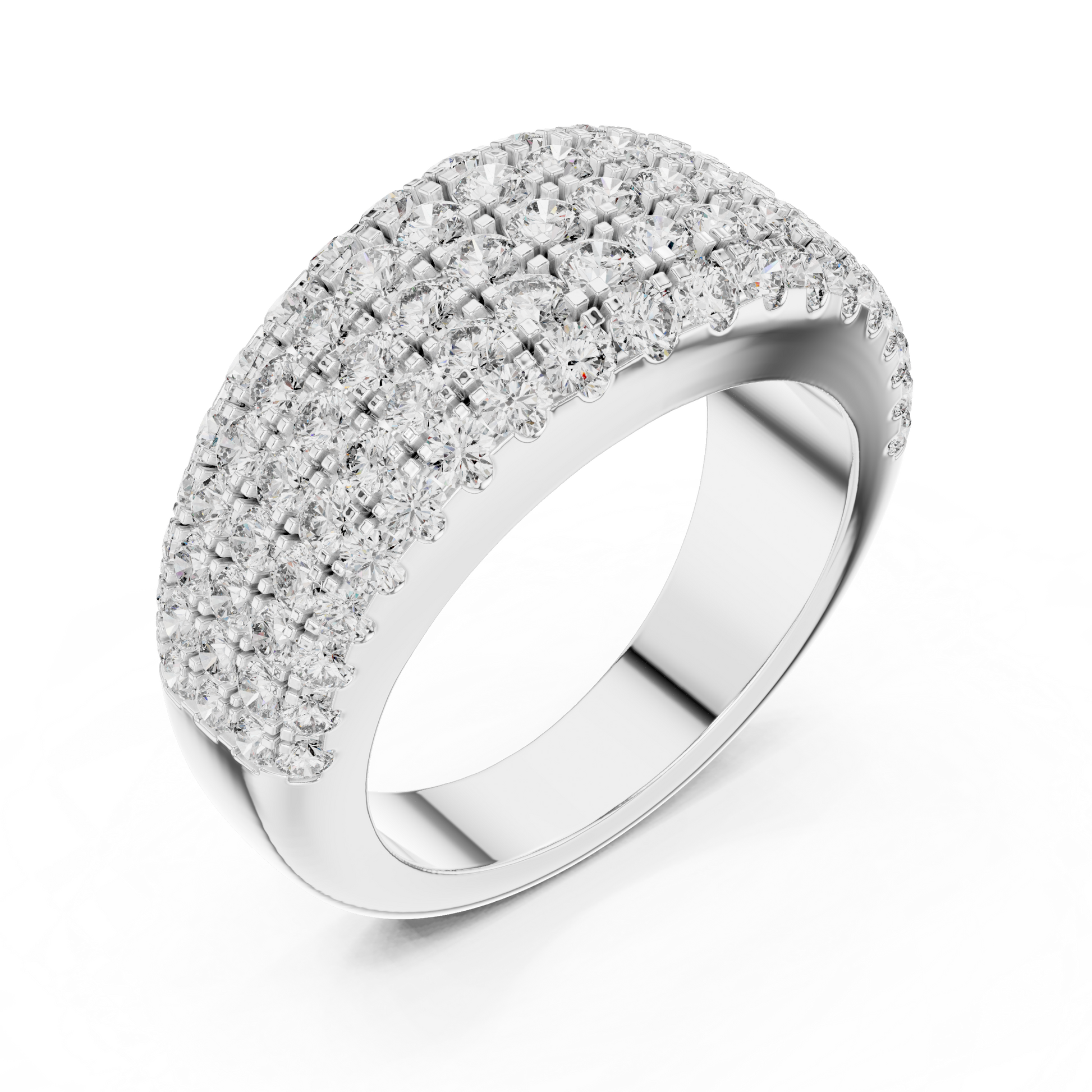 Multi-row Pavé Setting Round Cut Moissanite Sterling Silver Anniversary Wedding Band