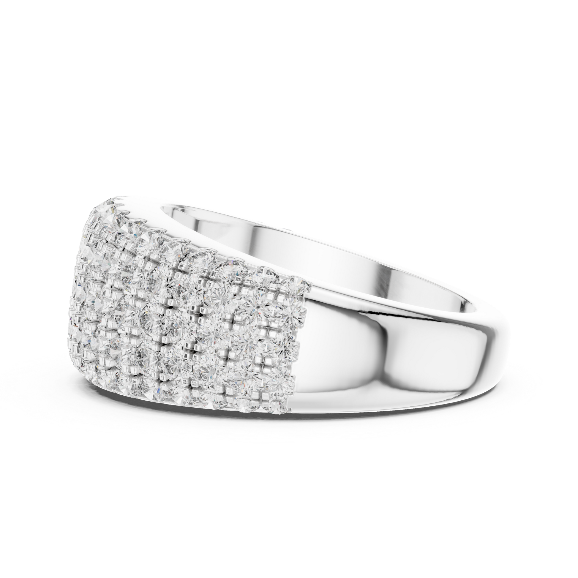 Multi-row Pavé Setting Round Cut Moissanite Sterling Silver Anniversary Wedding Band