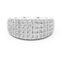Multi-row Pavé Setting Round Cut Moissanite Sterling Silver Anniversary Wedding Band