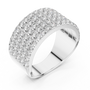 Round Cut Moissanite Wide Statement-style Multi-row Eternity Anniversary Wedding Band