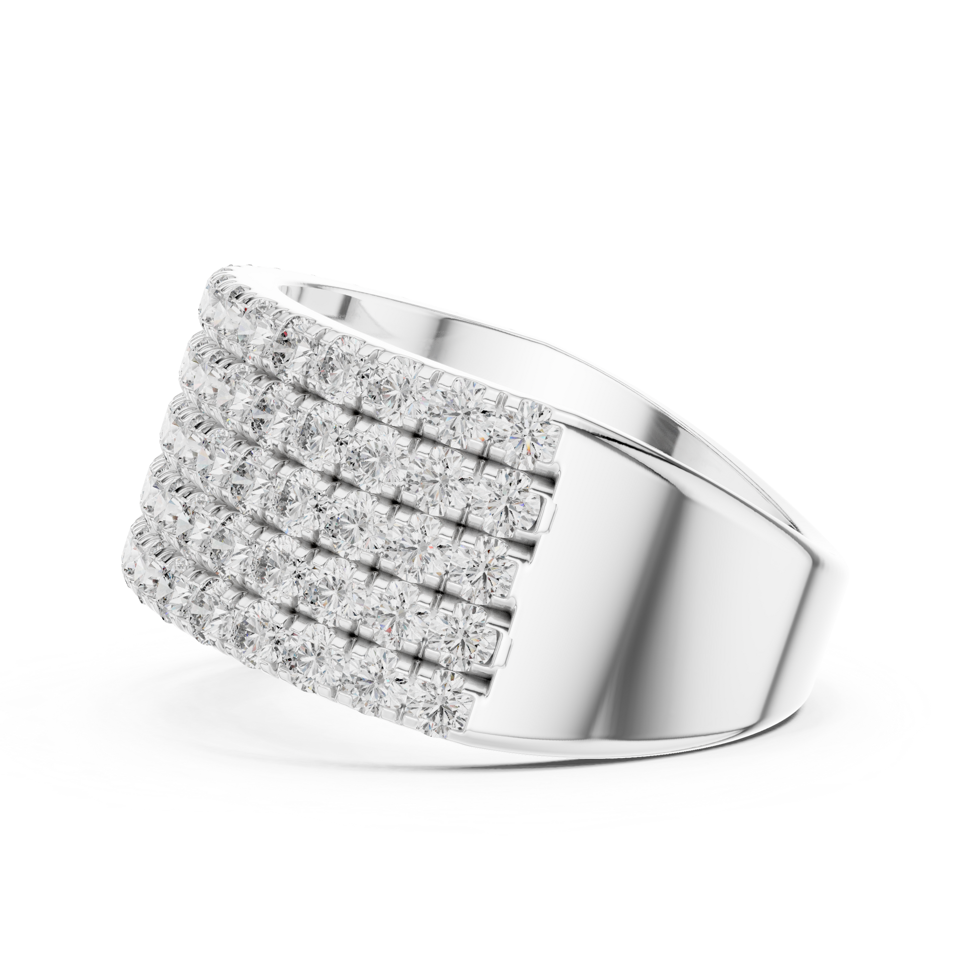 Round Cut Moissanite Wide Statement-style Multi-row Eternity Anniversary Wedding Band