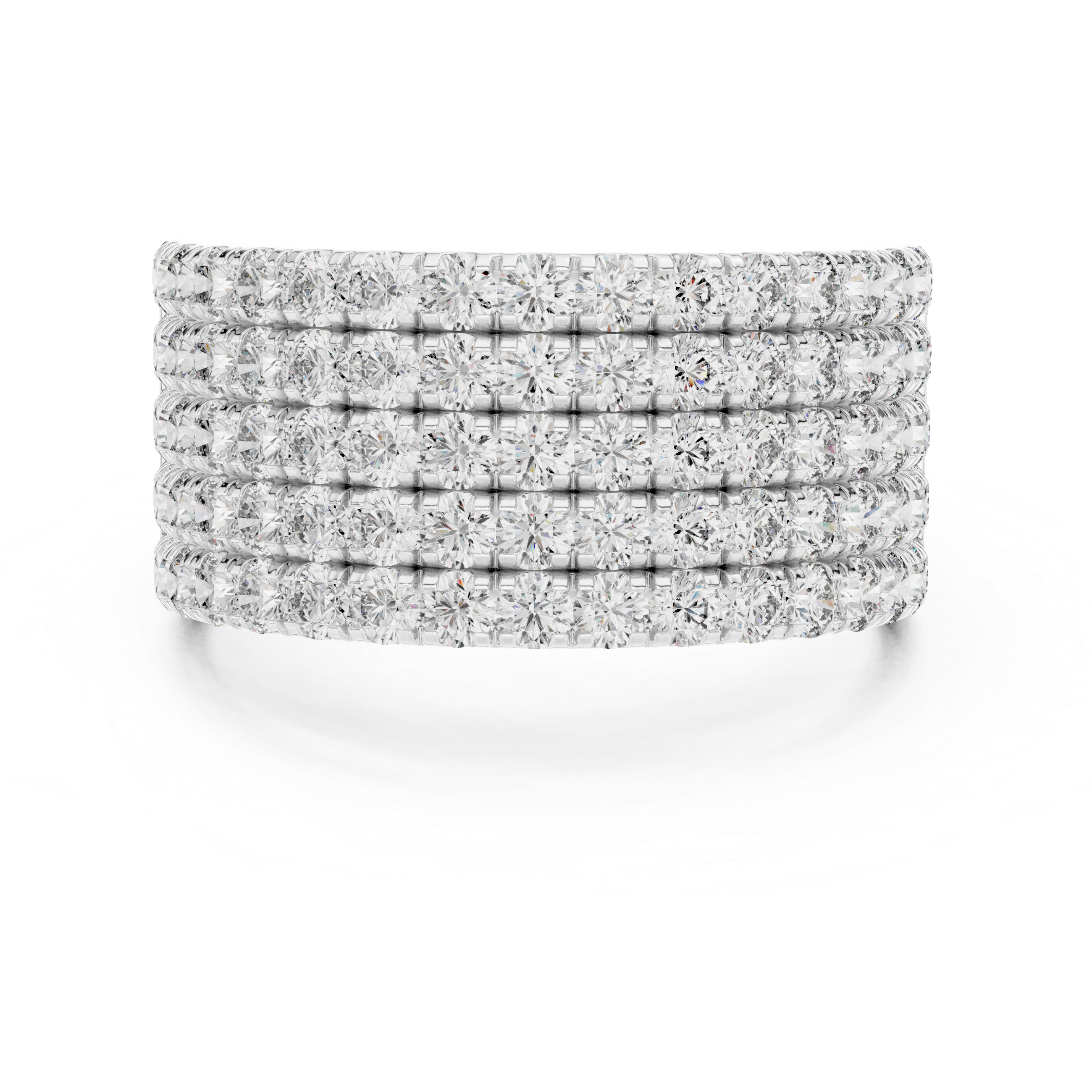 Round Cut Moissanite Wide Statement-style Multi-row Eternity Anniversary Wedding Band