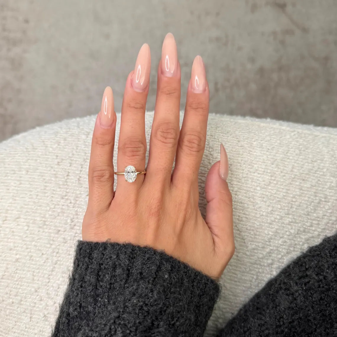 2 Carat Oval Lab Grown Diamond Ring | Oval Cut Solitaire Engagement Ring | 14K Yellow Gold | IGI Certified