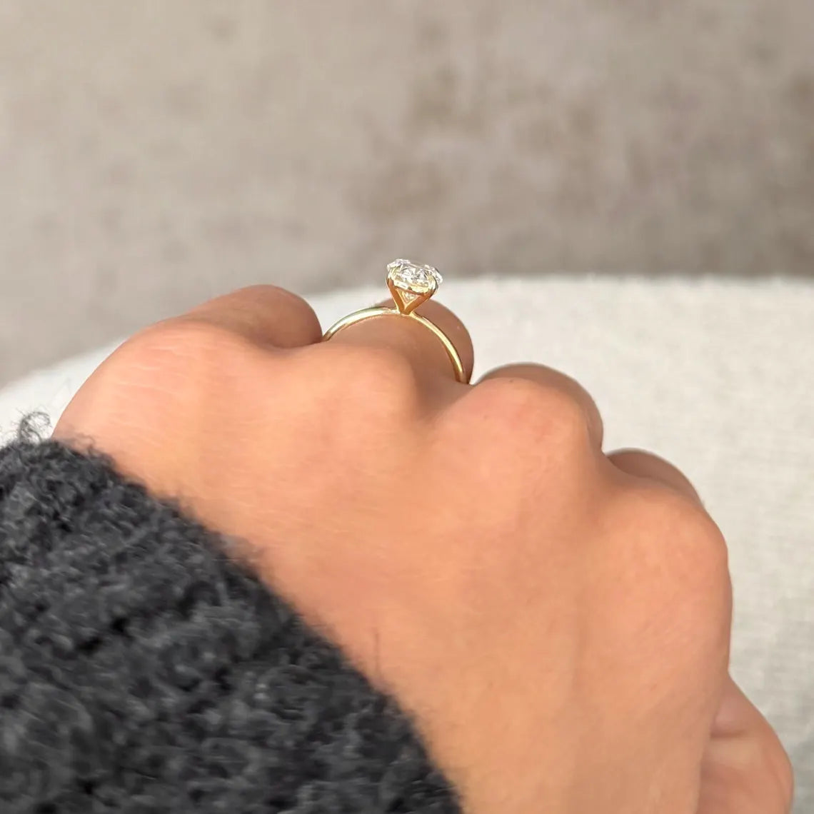 2 Carat Oval Lab Grown Diamond Ring | Oval Cut Solitaire Engagement Ring | 14K Yellow Gold | IGI Certified