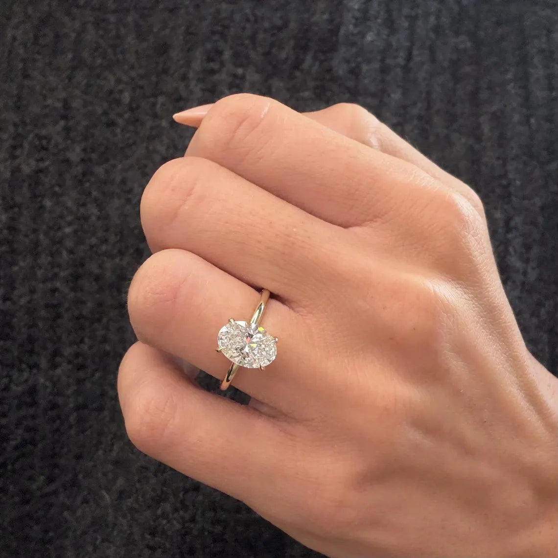 2 Carat Oval Lab Grown Diamond Ring | Oval Cut Solitaire Engagement Ring | 14K Yellow Gold | IGI Certified