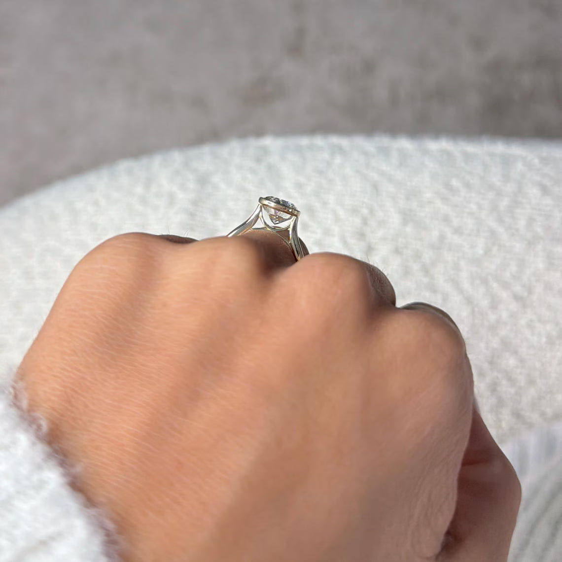 4 Carat Elongated Cushion Cut Lab Grown Diamond Bezel Ring 14K Yellow Gold IGI Certified Statement Ring 