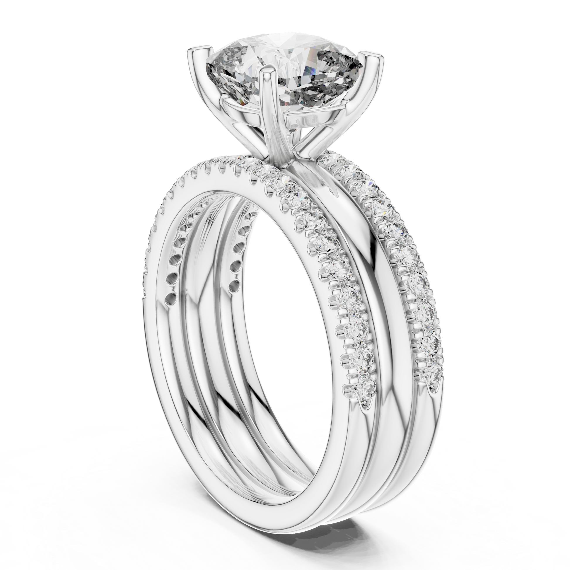 Cushion-Cut Moissanite Diamond Engagement Ring Bridal Set in 925 Sterling Silver