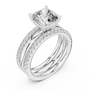 Cushion-Cut Moissanite Diamond Engagement Ring Bridal Set in 925 Sterling Silver