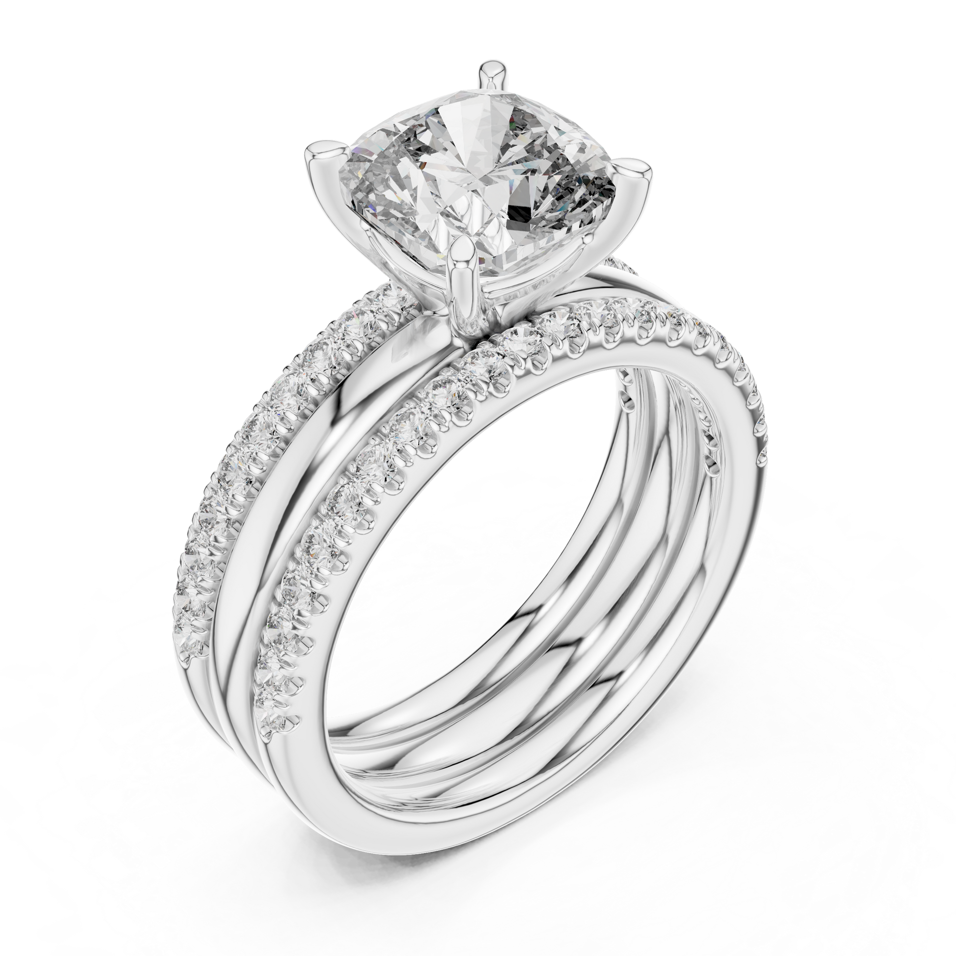 Cushion-Cut Moissanite Diamond Engagement Ring Bridal Set in 925 Sterling Silver