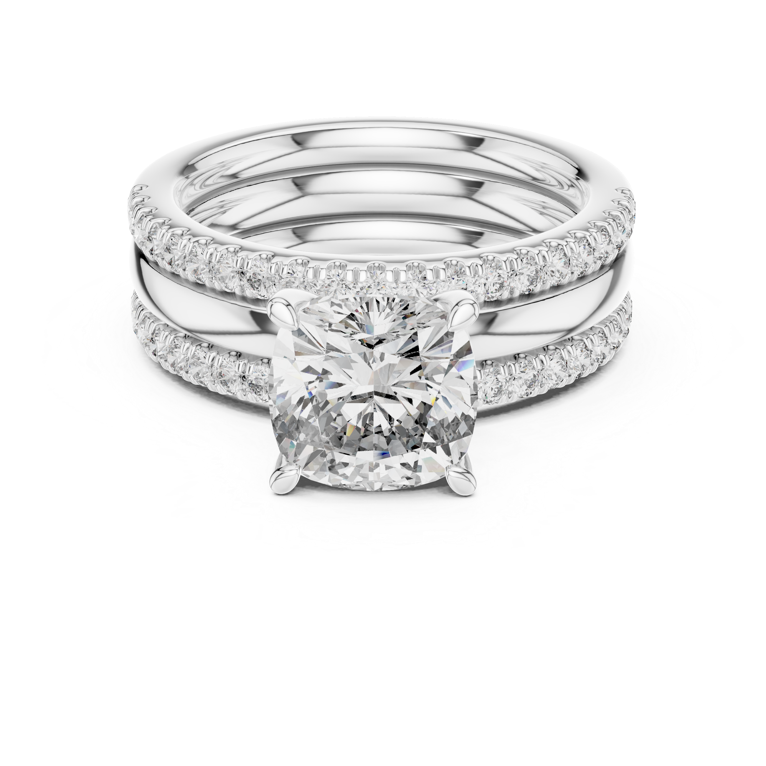 Cushion-Cut Moissanite Diamond Engagement Ring Bridal Set in 925 Sterling Silver