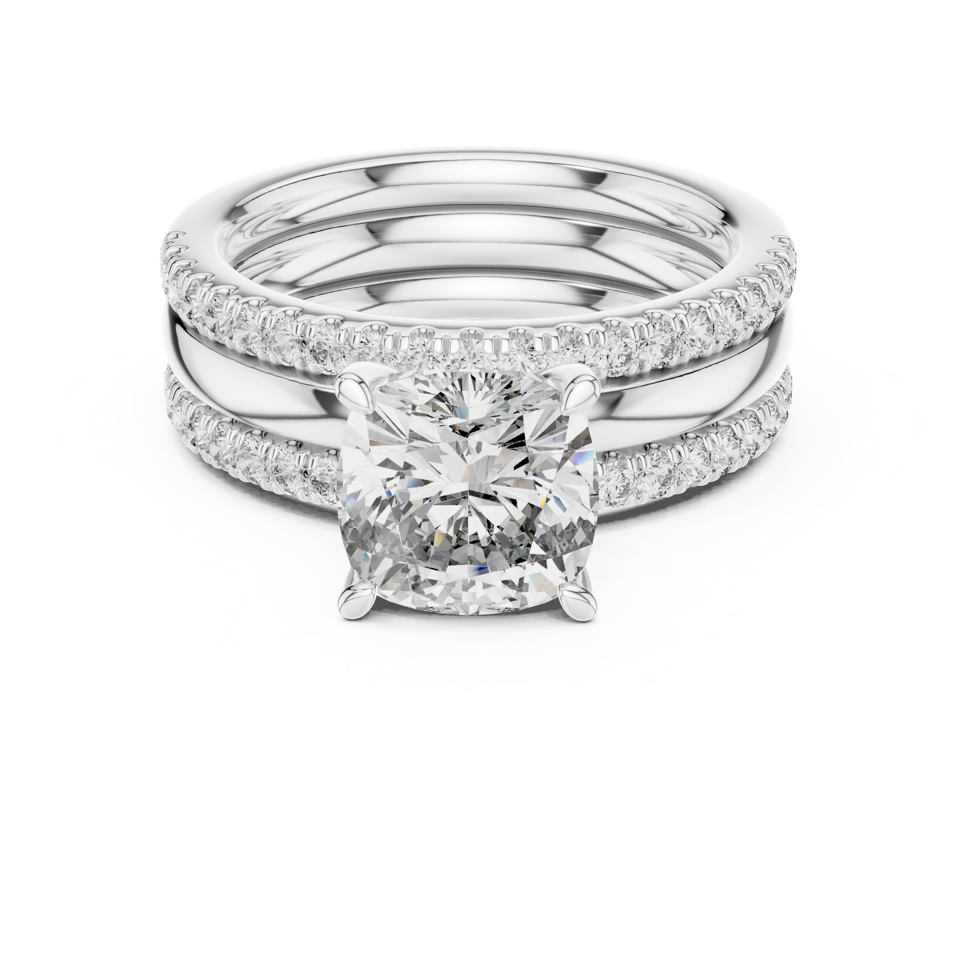 Cushion-Cut Moissanite Diamond Engagement Ring Bridal Set in 925 Sterling Silver