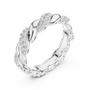 Round Moissanite Twisted Rope Pattern Sterling Silver Eternity Stackable Wedding Band