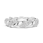 Round Moissanite Twisted Rope Pattern Sterling Silver Eternity Stackable Wedding Band