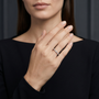 Bamboo-Inspired Round Cut Moissanite Stackable Ring in Sterling Silver