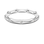 Bamboo-Inspired Round Cut Moissanite Stackable Ring in Sterling Silver