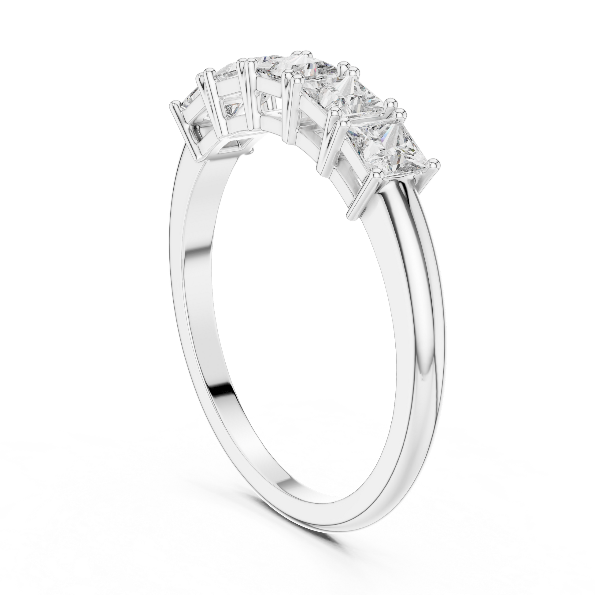 Princess-Cut Moissanite Five-Stone Half Eternity Anniversary Band in 925 Sterling Silver