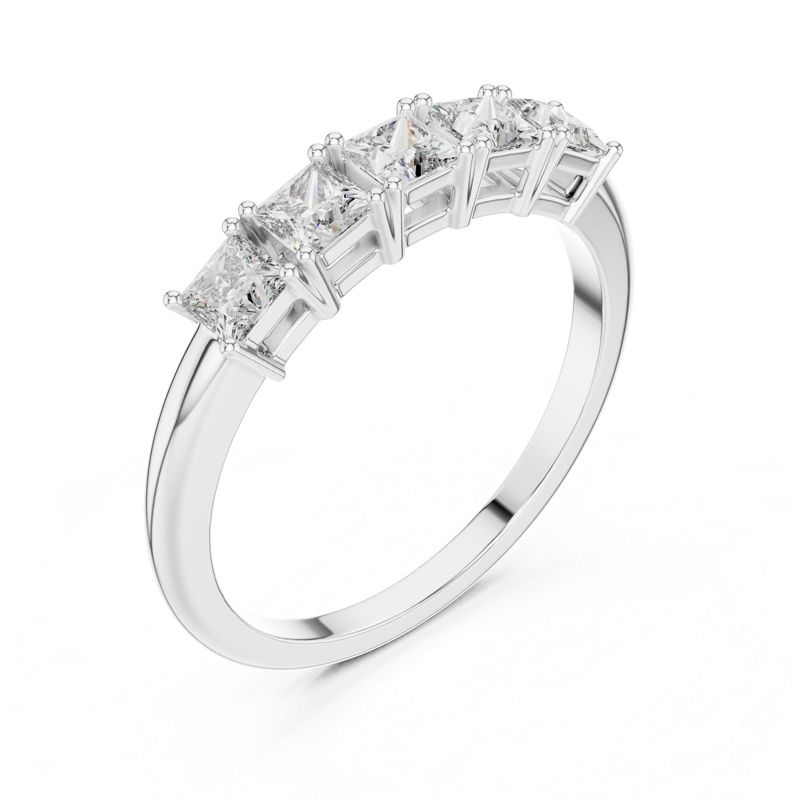 Princess-Cut Moissanite Five-Stone Half Eternity Anniversary Band in 925 Sterling Silver