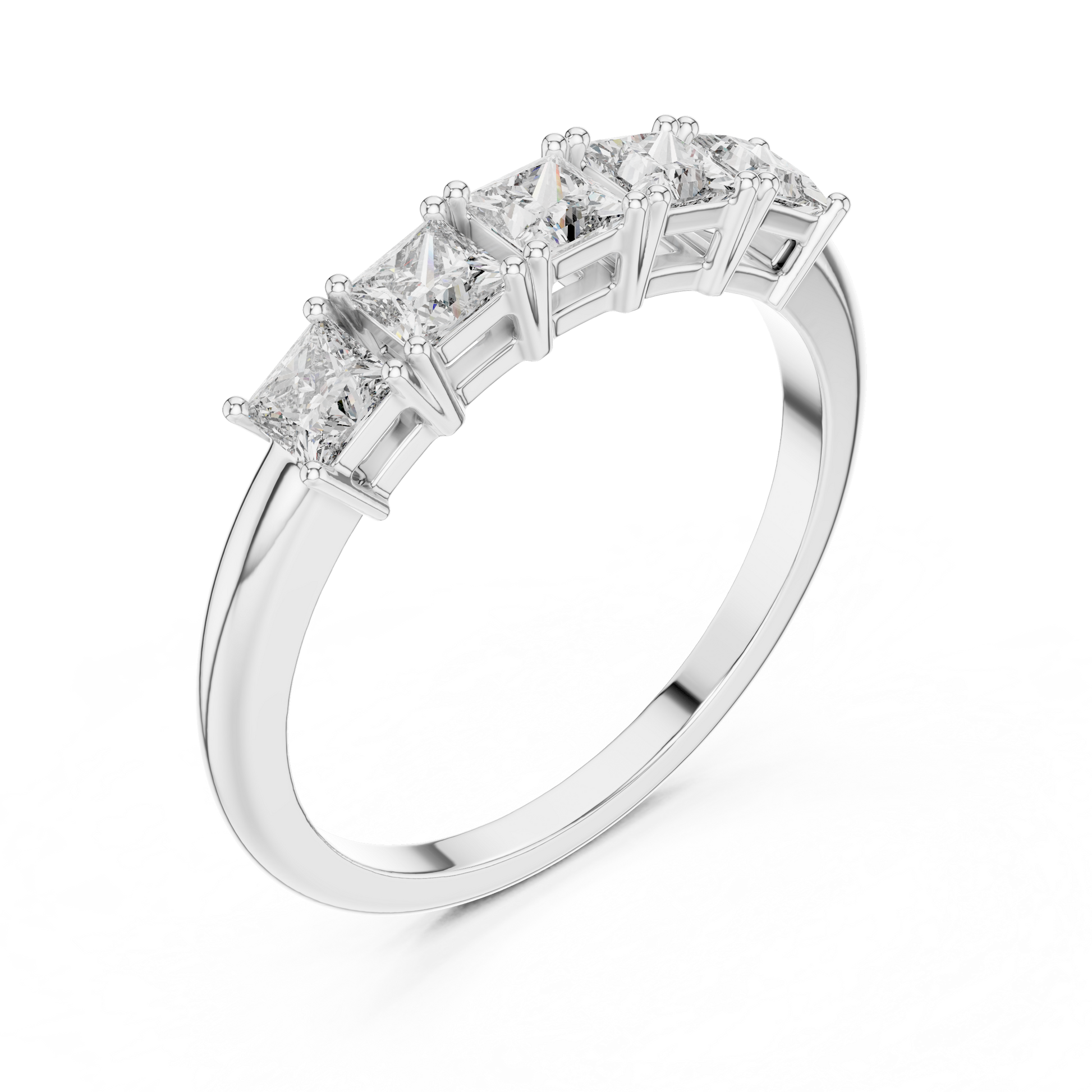 Princess-Cut Moissanite Five-Stone Half Eternity Anniversary Band in 925 Sterling Silver