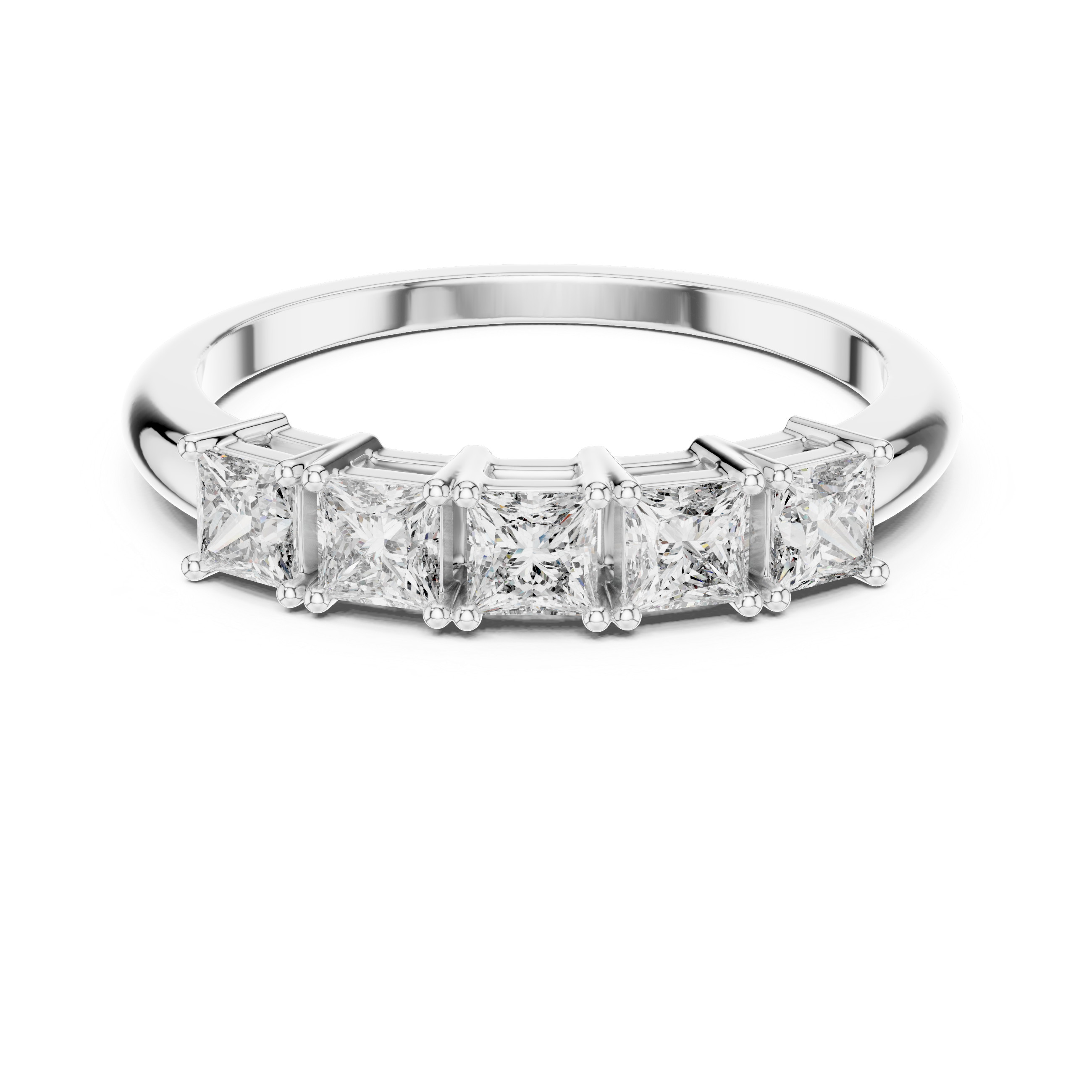 Princess-Cut Moissanite Five-Stone Half Eternity Anniversary Band in 925 Sterling Silver