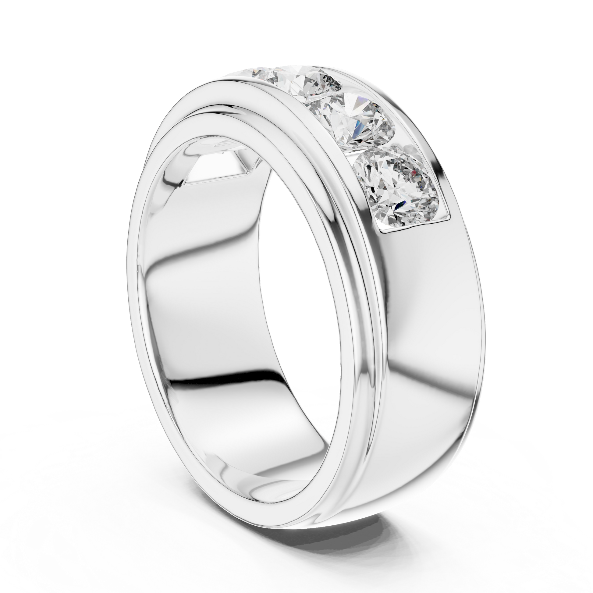 Men's Thick Wide Polished Sterling Silver Wedding Band