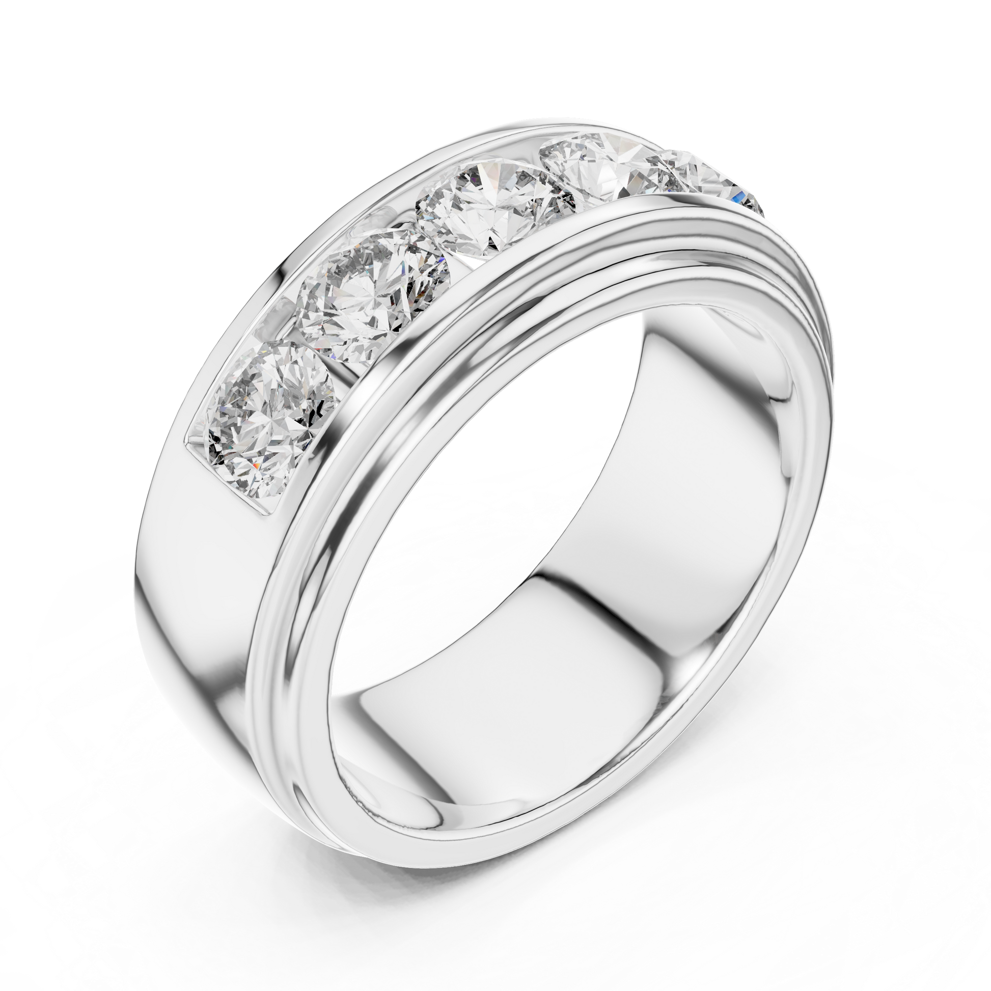 Men's Thick Wide Polished Sterling Silver Wedding Band