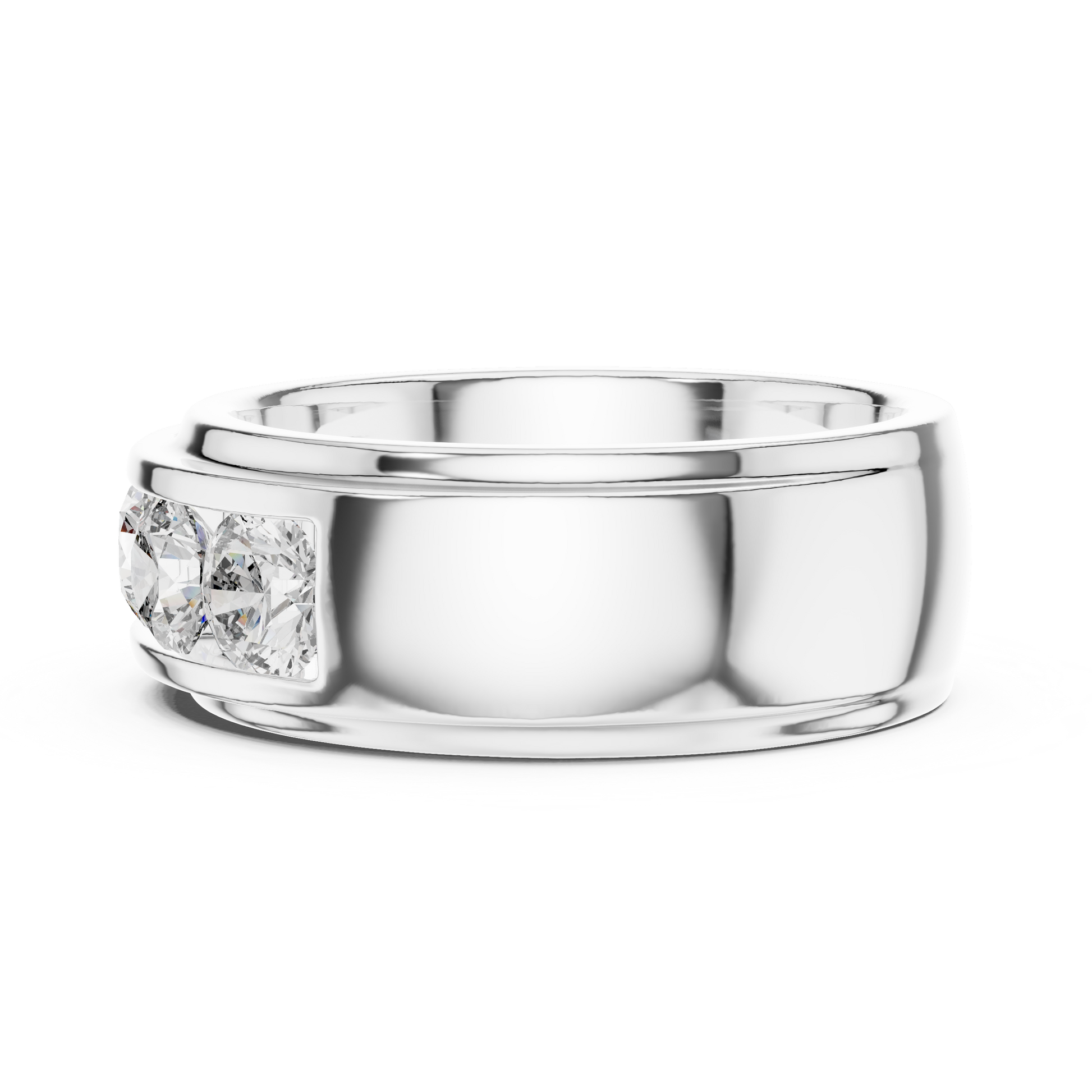 Men's Thick Wide Polished Sterling Silver Wedding Band
