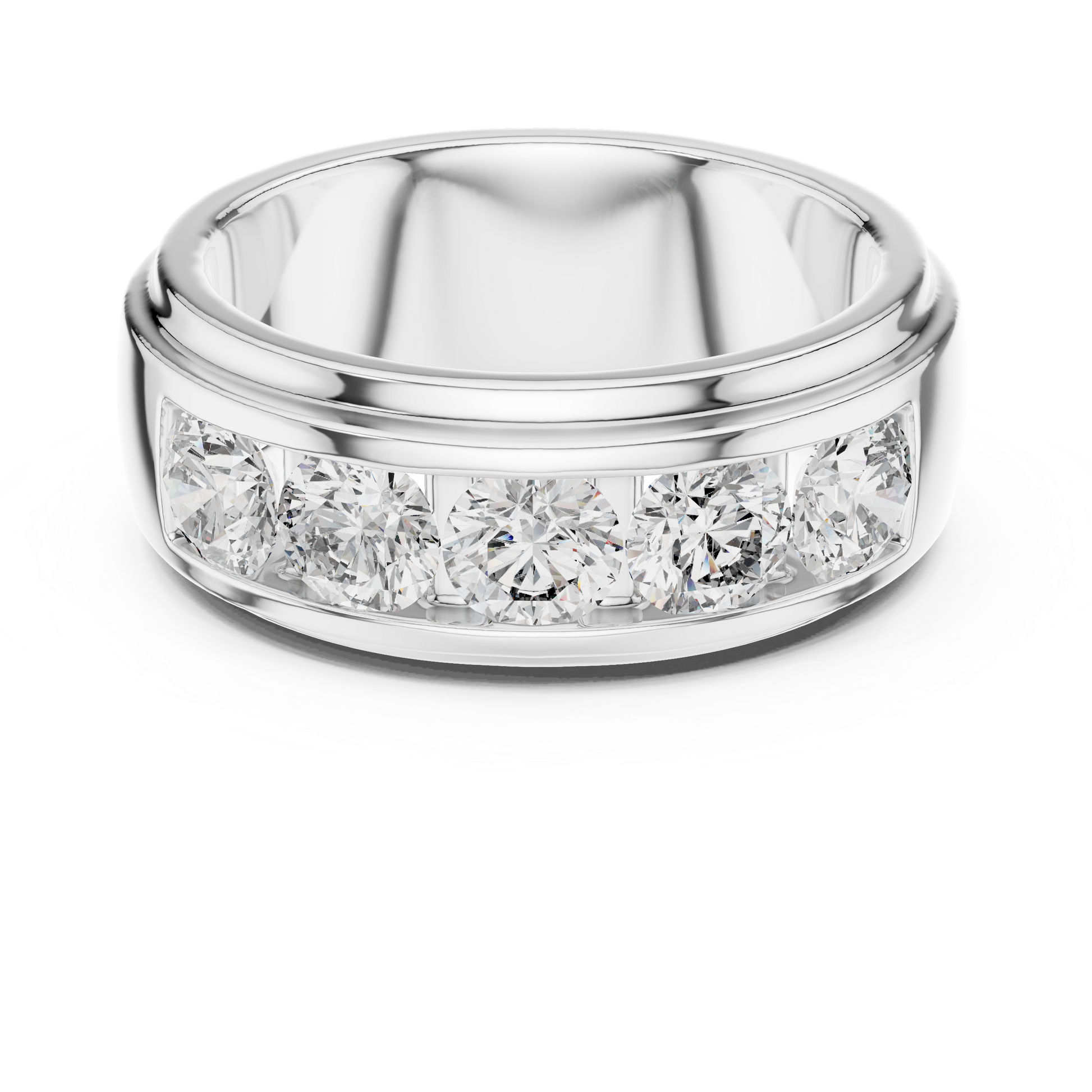 Men's Thick Wide Polished Sterling Silver Wedding Band