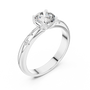 Round-Cut Moissanite Solitaire Engagement Ring with Tiny Round Accent Diamonds