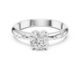 Round-Cut Moissanite Solitaire Engagement Ring with Tiny Round Accent Diamonds