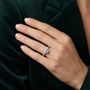 Sterling Silver Moissanite Round Cut Engagement Ring, Asymmetric Twirl Solitaire