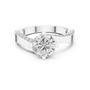 Sterling Silver Moissanite Round Cut Engagement Ring, Asymmetric Twirl Solitaire