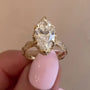 Marquise 3 Carat Lab Grown Diamond Unique Side Stone Band IGI Certified Engagement Ring