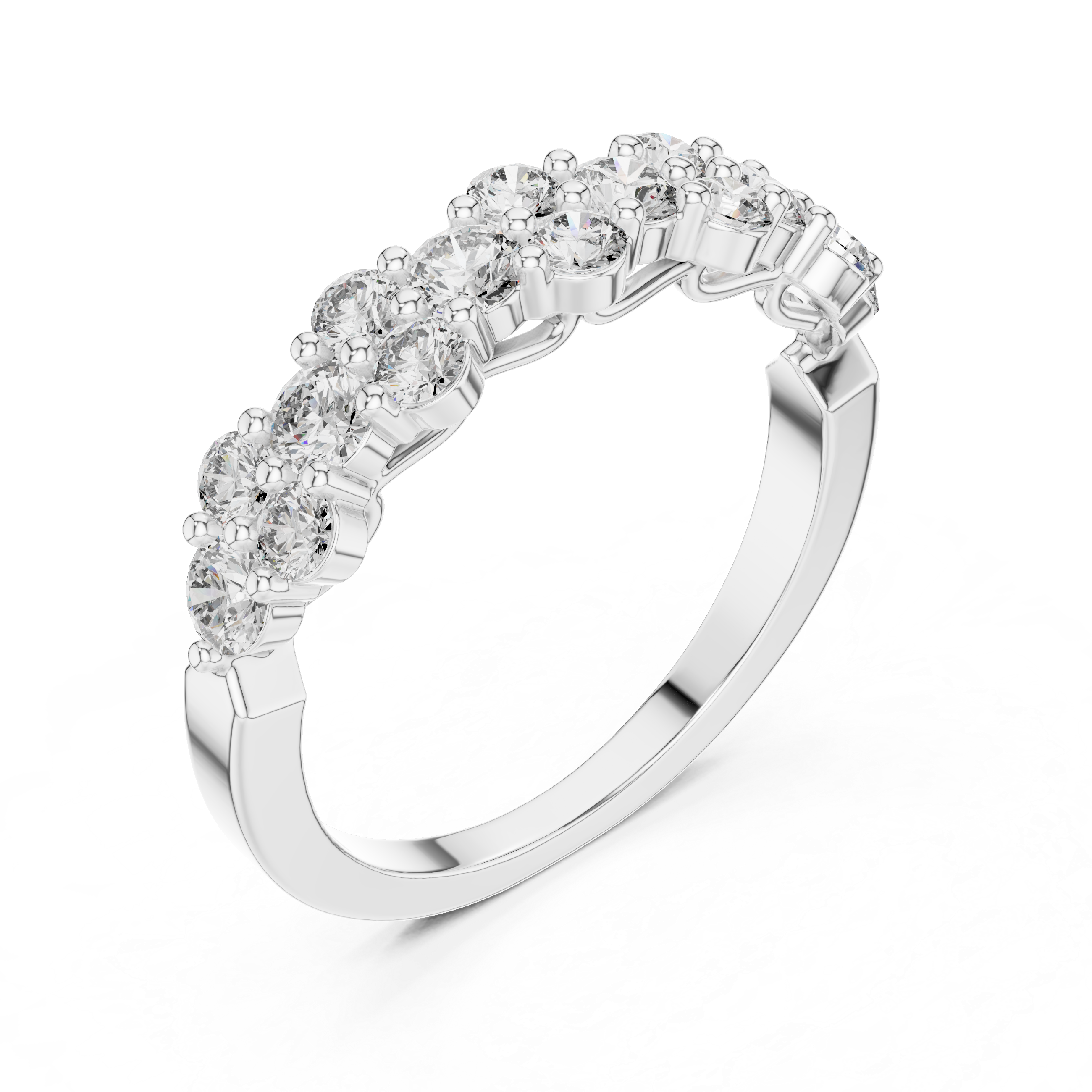Round Moissanite Half Eternity Floral Garland Cluster Wedding Anniversary Band