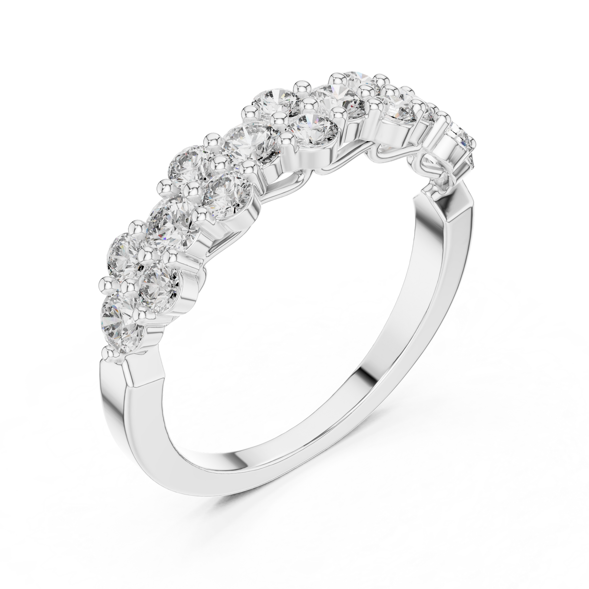 Round Moissanite Half Eternity Floral Garland Cluster Wedding Anniversary Band